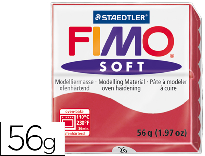 PASTA PARA MODELAR STAEDTLER FIMO SOFT 56 GR COR VERMELHO CEREJA