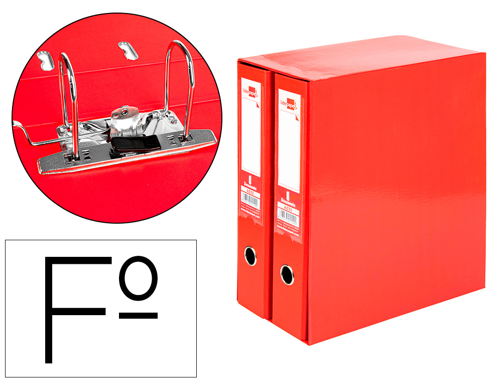 MODULO LIDERPAPEL 2 PASTAS FOLIO 2 ANEIS MECANISMO DE ALAVANCA 75MM VERMELHO