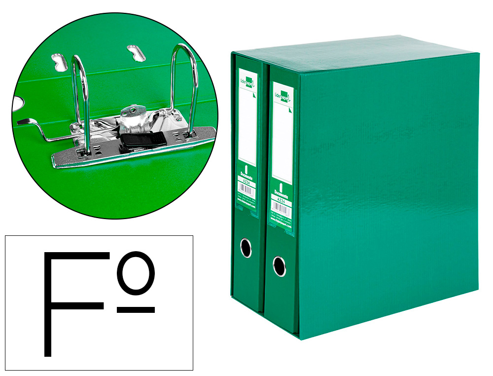 MODULO LIDERPAPEL 2 PASTAS FOLIO 2 ANEIS MECANISMO DE ALAVANCA 75MM VERDE