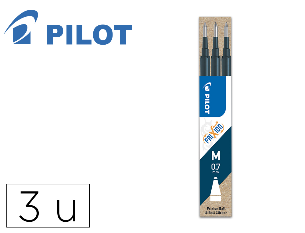 RECARGA ESFEROGRAFICA PILOT FRIXION BALL CLICKER PRETO CAIXA DE 3 UNIDADES