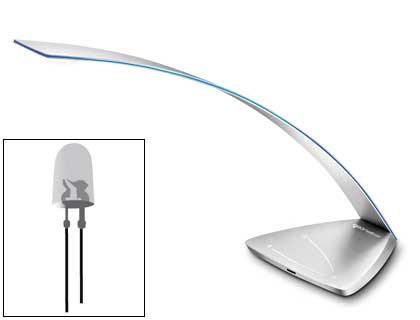CANDEEIRO CEP DE ESCRITORIO ICE BLUE DE ALUMINIO E ACO COM LUZ LED