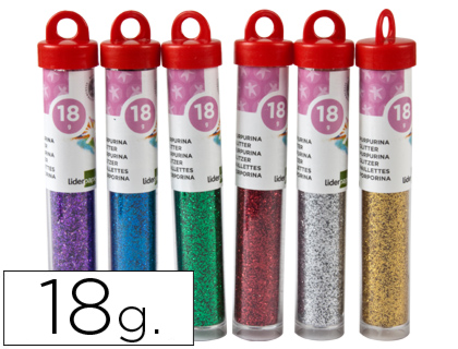 PURPURINA LIDERPAPEL FANTASIA CORES METALICAS SORTIDAS FRASCO DE 18 GR