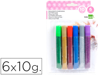 COLA PURPURINA LIDERPAPEL FANTASIA CORES METALICAS BLISTER DE 6 UNIDADES DE 10 GR