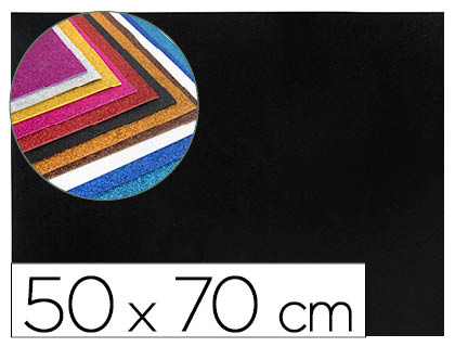 GOMA EVA COM PURPURINA LIDERPAPEL 50X70CM 60GR ESPESSURA 2MM PRETO