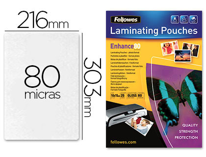 BOLSA DE PLASTIFICAR FELLOWES BRILHO DIN A4 80 MICRONS PACK 25 UNIDADES