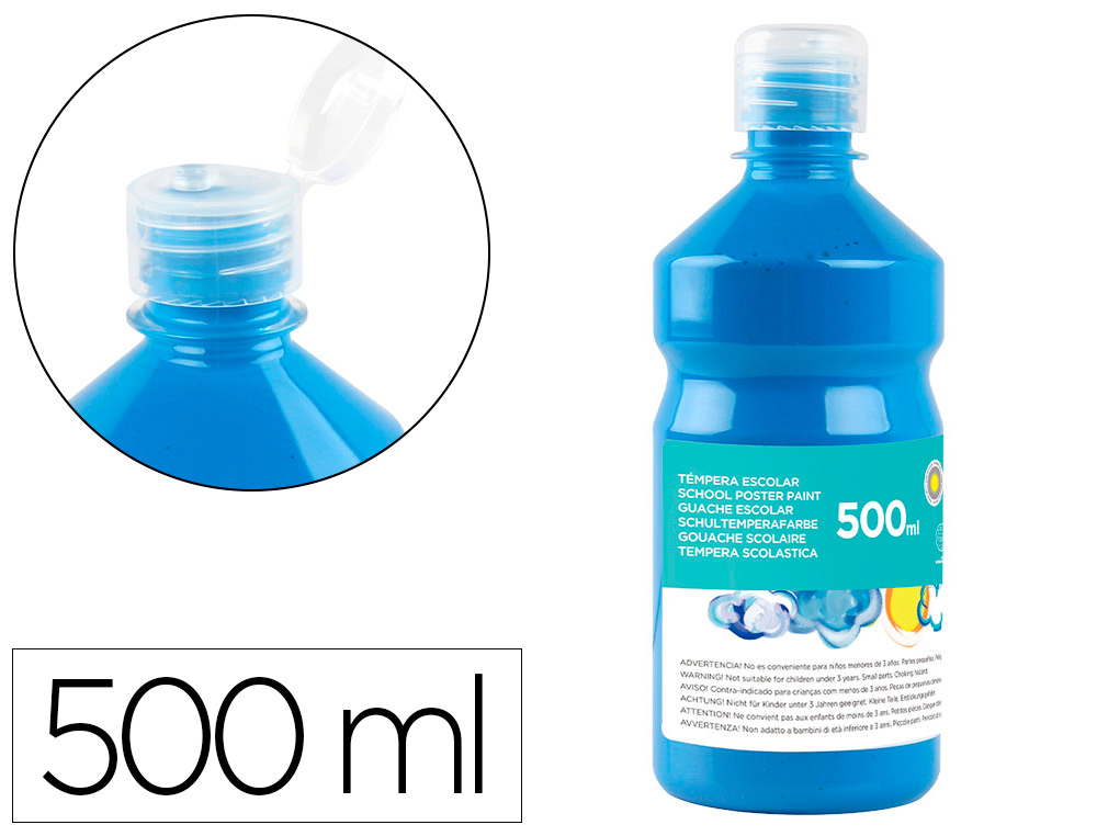 GUACHE ESCOLAR LIDERPAPEL 500 ML AZUL CIAN