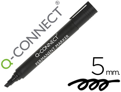 MARCADOR Q-CONNECT PERMANENTE PRETO PONTA BISELADA 5.0 MM