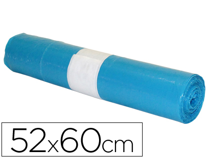 SACO DE LIXO DOMESTICO AZUL 52X60CM GALGA 70 ROLO DE 20 UNIDADES