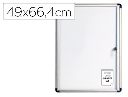 VITRINA DE ANUNCIOS BI-OFFICE FUNDO MAGNETICO EXTRAPLANA DE INTERIOR 49X66,4 CM