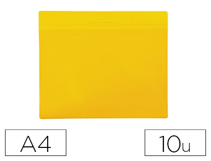 BOLSA TARIFOLD MAGNETICA DIN A4 VERTICAL IDENTIFICACAO PALETS E PRATELEIRAS AMARELO PACK DE 10 UNIDADES