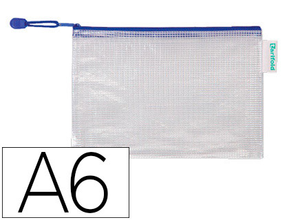 BOLSA MULTIUSOS TARIFOLD PVC DIN A6 ABERTURA SUPERIOR COM FECHO PORTA ESFEROGRAFICA E CORREIA AZUL