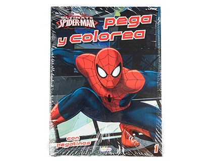 CADERNO DE COLORIR SPIDERMAN PEGACOLOR COM AUTOCOLANTES 12 PAGINAS 210X280 MM