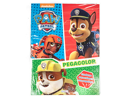 CADERNO DE COLORIR PATRULHA PATA PEGACOLOR COM AUTOCOLANTES 12 PAGINAS 210X280 MM