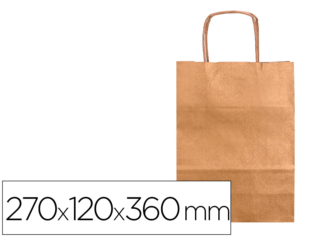 SACO DE PAPEL Q-CONNECT KRAFT NATURAL ASA RETORCIDA 270X120X360 MM