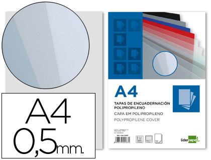 CAPA DE ENCADERNACAO LIDERPAPEL POLIPROPILENO DIN A4 0.5 MM FUMADA PACK DE 100 UNIDADES