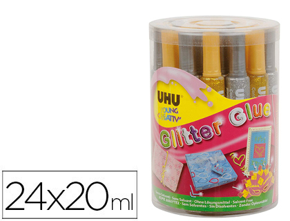 COLA PURPURINA UHU GLITTER GLUE MIX OURO / PRATA 20 ML
