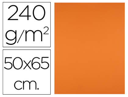 CARTOLINA LIDERPAPEL 50X65 CM 240 GR LARANJA PACK DE 25 UNIDADES