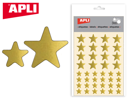 ETIQUETAS APLI ESTRELA OURO BOLSA COM 3 FOLHAS