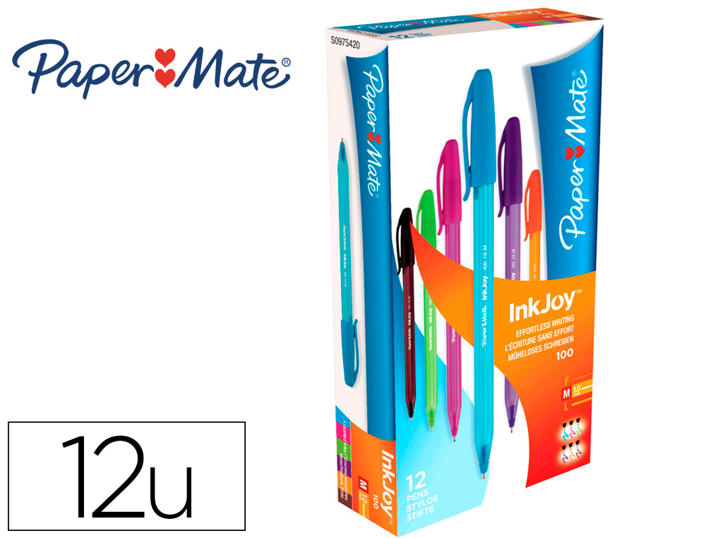 ESFEROGRAFICA PAPER MATE INKJOY 100 PONTA MEDIA TRACO 1 MM CORES SORTIDAS