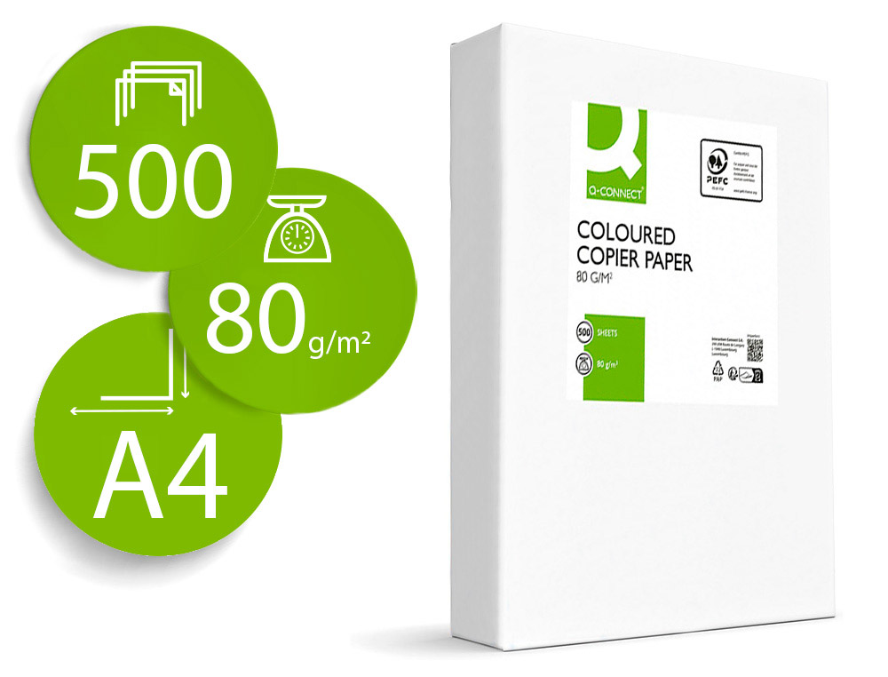 PAPEL DE COR Q-CONNECT DIN A4 80 GR LARANJA INTENSO EMBALAGEM DE 500 FOLHAS
