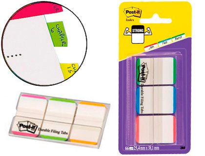 BANDAS SEPARADORAS POST-IT INDEX VERDE VERMELHO E AZUL DISPENSADOR BOLSA 3X22