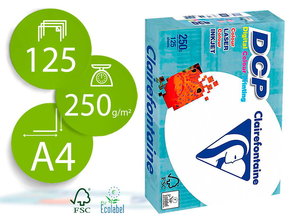 PAPEL FOTOCOPIA CLAIREFONTAINE DIN A4 250 GR EMBALAGEM DE 125 FOLHAS