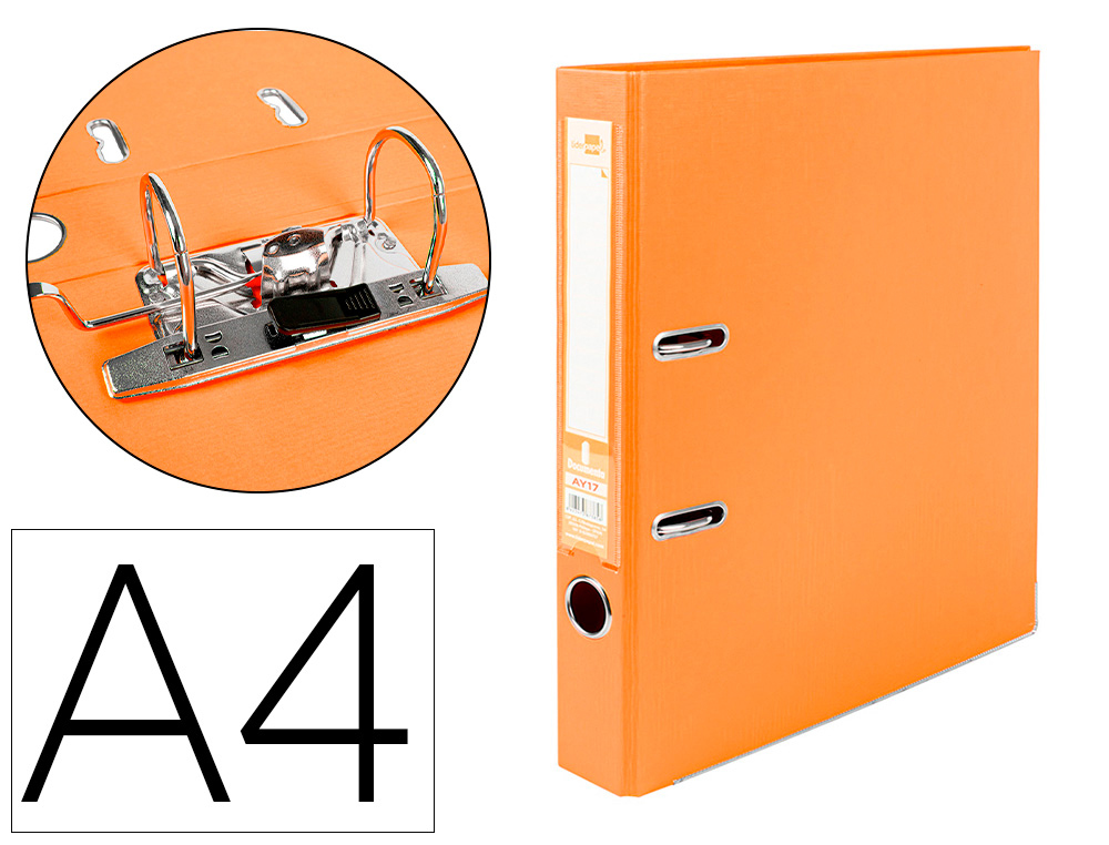 PASTA DE ARQUIVO DE ALAVANCA LIDERPAPEL DOCUMENTA PVC DIN A4 LOMBADA 52 MM LARANJA