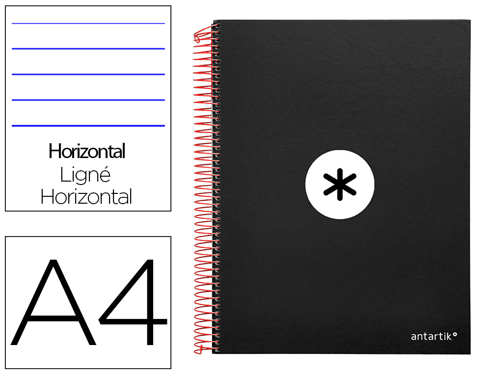 CADERNO ESPIRAL DIN A4 ANTARTIK CAPA FORRADA 120 F 100 GR PAUTADO 5 BANDAS DE CORES 4 FUROS COR PRETO