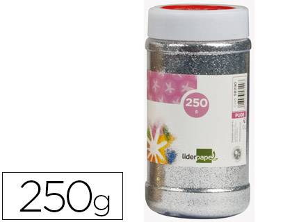 PURPURINA LIDERPAPEL FANTASIA COR PRATA METALIZADO FRASCO DE 250 GR