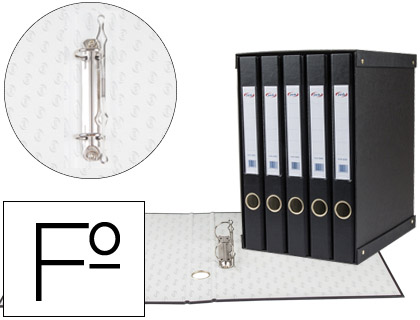 MODULO DE 5 PASTAS DE ARQUIVO PARDO FOLIO 2 ANEIS 25 MM PRETO 350X230X300 MM