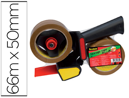 PORTA ROLO SCOTCH PARA PACK HEAVY DUTY BAIXO RUIDO + 2 ROLOS FITA CASTANHA 50MMX66 MT