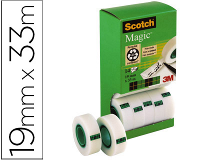 FITA ADESIVA SCOTCH MAGIC 19MM X 33 MT PACK DE 14 ROLOS COM DISPENSADOR DE CARTAO
