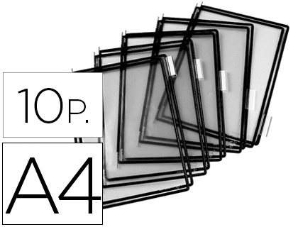 BOLSA PARA PORTA CATALOGO TARIFOLD DIN A4 COM PIVOTS PRETO PACK DE 10 UNIDADES
