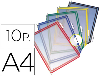 BOLSA PARA PORTA CATALOGO TARIFOLD DIN A4 COM PIVOTS CORES SORTIDAS PACK DE 10 UNIDADES