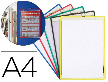 BOLSA PARA PENDURAR TARIFOLD DIN A4 REFORADA E COM ASA CORES SORTIDAS PACK DE 5 UNIDADES