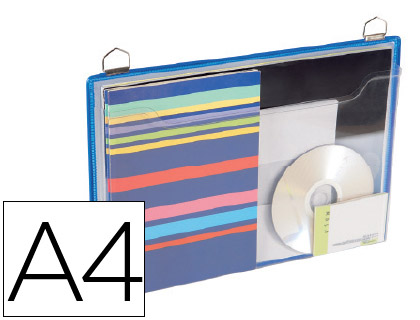 BOLSA PARA PENDURAR TARIFOLD DIN A4 REFORADA E COM ASA HORIZONTAL COR AZUL PACK DE 5 UNIDADES