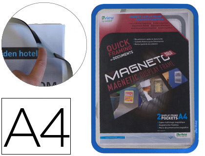 MOLDURA MAGNETICA TARIFOLD DIN A4 EM PVC COR AZUL PACK DE 2 UNIDADES