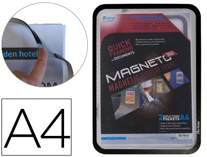 MOLDURA MAGNETICA TARIFOLD DIN A4 EM PVC COR PRETO PACK DE 2 UNIDADES