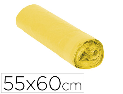 SACO DE LIXO DOMESTICO AMARELO COM AUTO FECHO 55 X 60 CM ROLO DE 15 BOLSAS