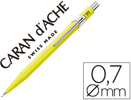 LAPISEIRA CARAN D'ACHE 844 0,7MM CORPO AMARELO ADORNOS CROMADOS