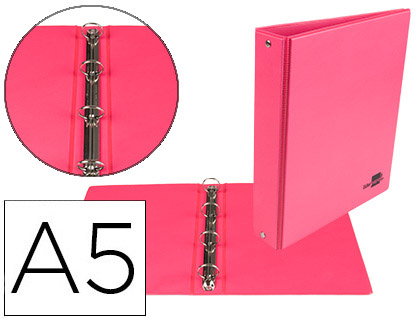 PASTA LIDERPAPEL CARTAO FORRADO PVC DIN A5 4 ANEIS 25 MM REDONDOS FUCSIA