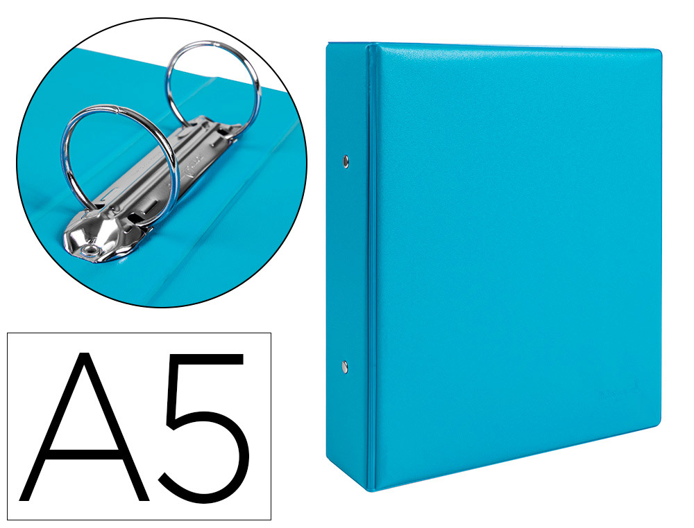 PASTA LIDERPAPEL CARTAO FORRADO PVC DIN A5 2 ANEIS 40 MM REDONDOS AZUL