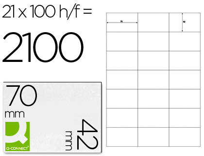 ETIQUETAS ADESIVAS Q-CONNECT DIN A4 70 X 42 MM