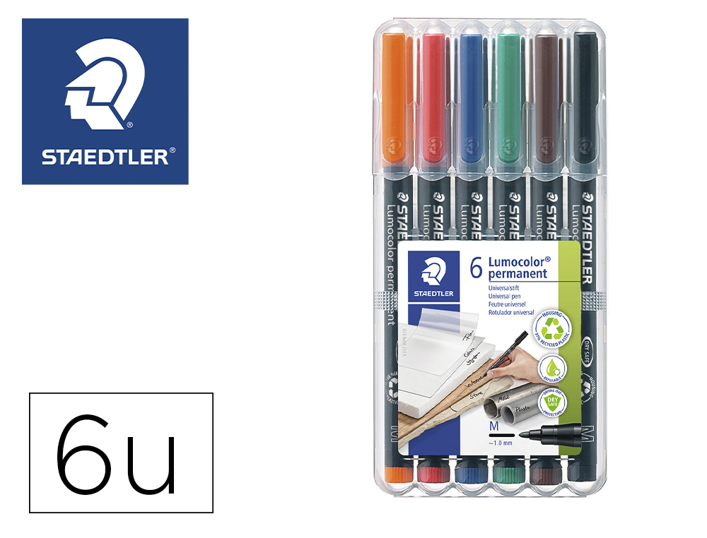 MARCADOR STAEDTLER LUMOCOLOR RETROPROJECAO 317-5 PONTA 0,8-1 MM ESTOJO 6 UNIDADES CORES SORTIDAS