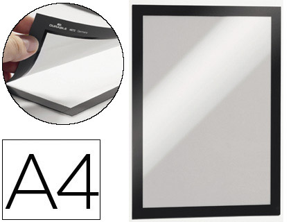 MOLDURA PORTA ANUNCIOS DURABLE MAGNETICO DIN A4 DORSO ADESIVO REMOVIVEL COR PRETO PACK DE 2 UNIDADES