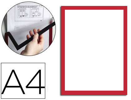 MOLDURA PORTA ANUNCIOS DURABLE MAGNETICO DIN A4 DORSO ADESIVO REMOVIVEL COR VERMELHO PACK DE 5 UNIDADES