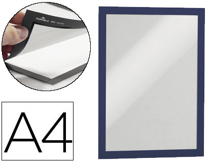 MOLDURA PORTA ANUNCIOS DURABLE MAGNETICO DIN A4 DORSO ADESIVO REMOVIVEL COR AZUL PACK DE 2 UNIDADES