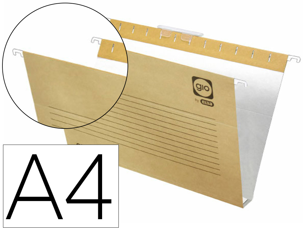 CAPAS DE SUSPENSAO GIO DIN A4 VISOR SUPERIOR CORTO CRISTAL KRAFT BICOLOR ECO LOMBADA 30 MM