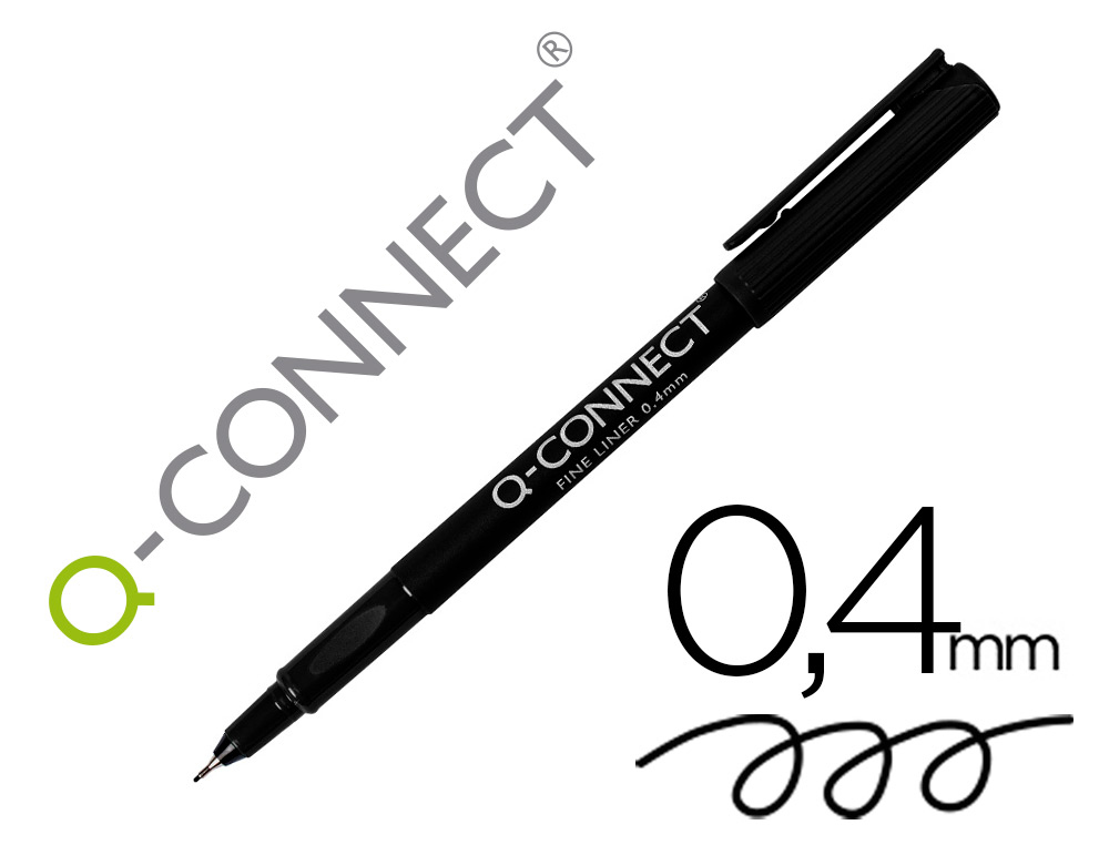 MARCADOR Q-CONNECT PONTA DE FIBRA FINE LINER PRETO 0.4 MM