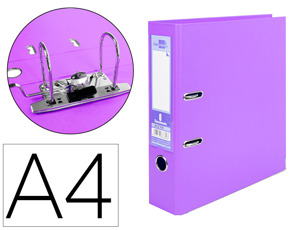 PASTA DE ARQUIVO DE ALAVANCA LIDERPAPEL DOCUMENTA PVC DIN A4 LOMBADA 75 MM LILAS